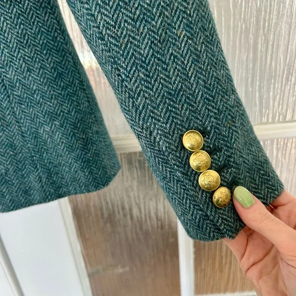 💚 J. Crew Teal Herringbone Blazer - Picture 4 of 11